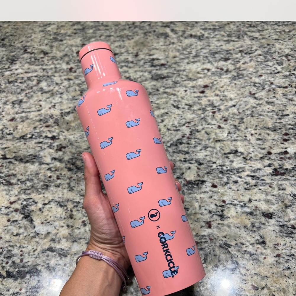Corkcicle Coral Bottle with Blue Whale Design